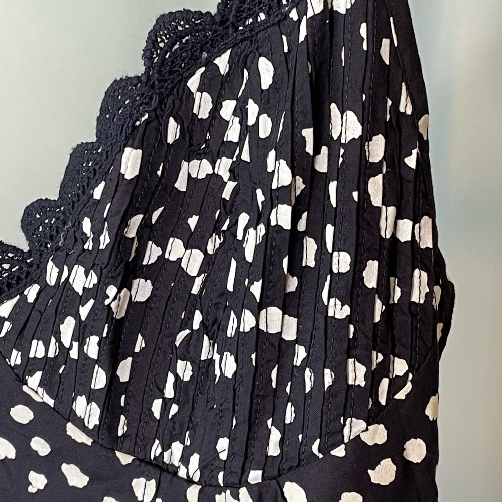 Topshop Navy Blue & White Polka Dot Lace-Trim Slip Dress Size 8 NWT - Picture 3 of 6